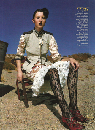Illustration for article titled Marie Claire's "Outlaw" Look: $13,000 Gown & Black Lipstick
